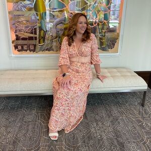 REVOLVE EXCLUSIVE- POUPETTE ST. BARTH JOAN MAXI DRESS- CROCHET MIDRIFF FLORAL